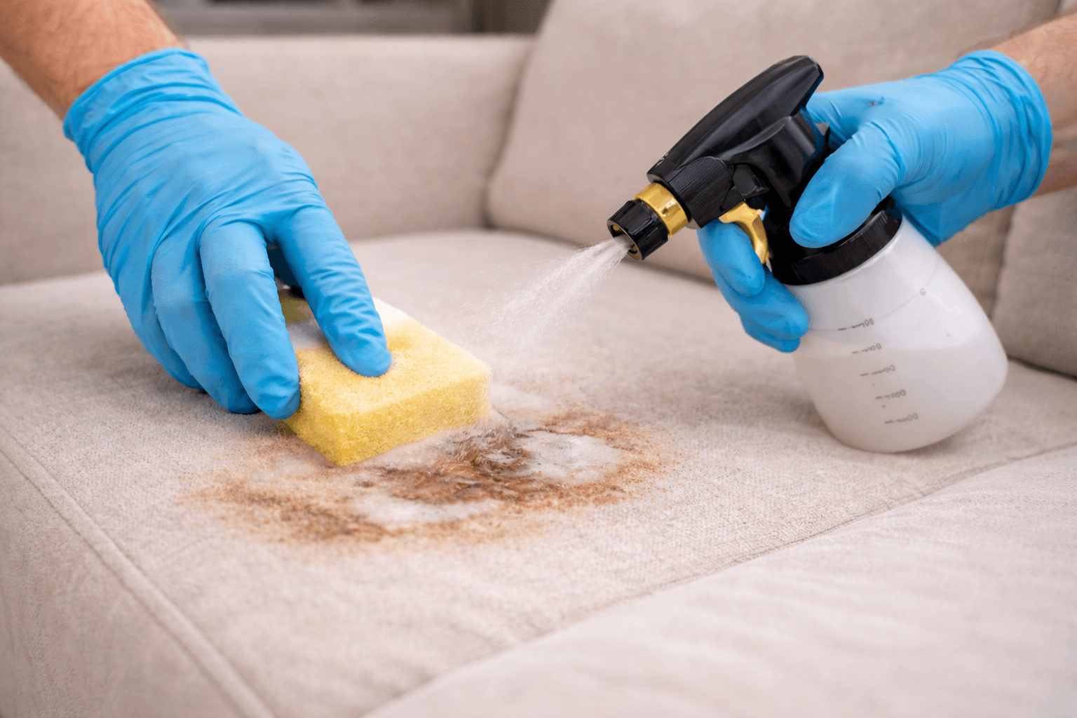 Application of cleaning solution