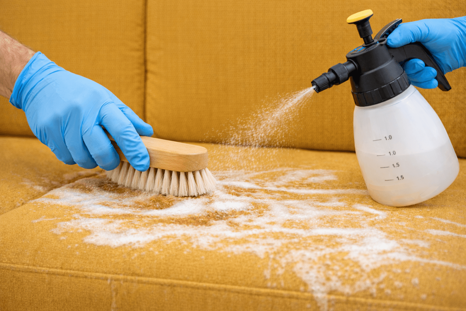 Deep agitation with rotary brush